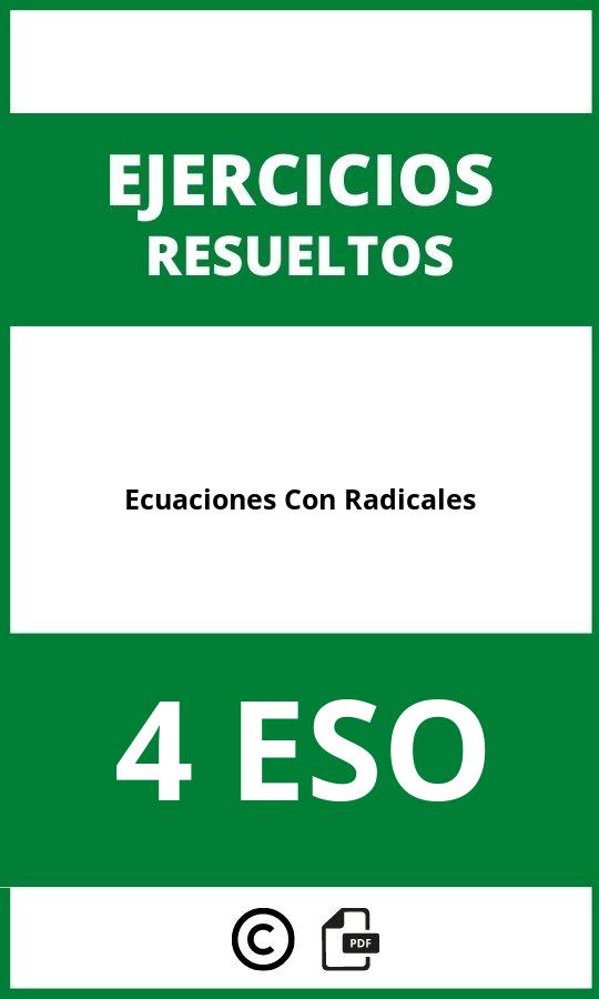 Ecuaciones Con Radicales Ejercicios  PDF 4 ESO