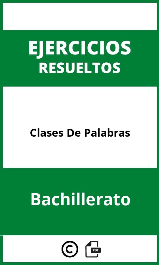 Ejercicios Clases De Palabras Bachillerato PDF