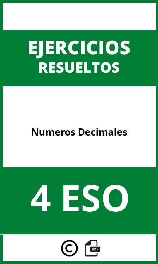 Ejercicios Con Numeros Decimales 4 ESO PDF