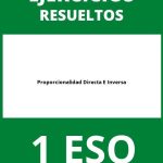 Ejercicios De Proporcionalidad Directa E Inversa 1 ESO PDF