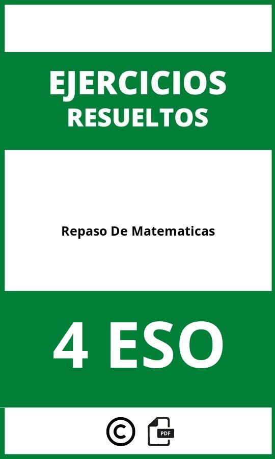 Ejercicios De Repaso De Matematicas 4 ESO PDF