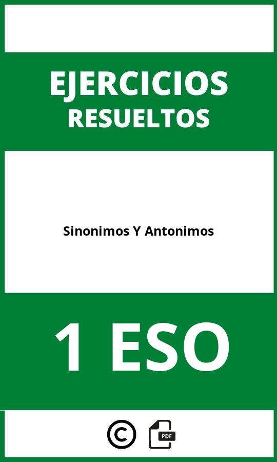 Ejercicios De Sinonimos Y Antonimos 1 ESO PDF