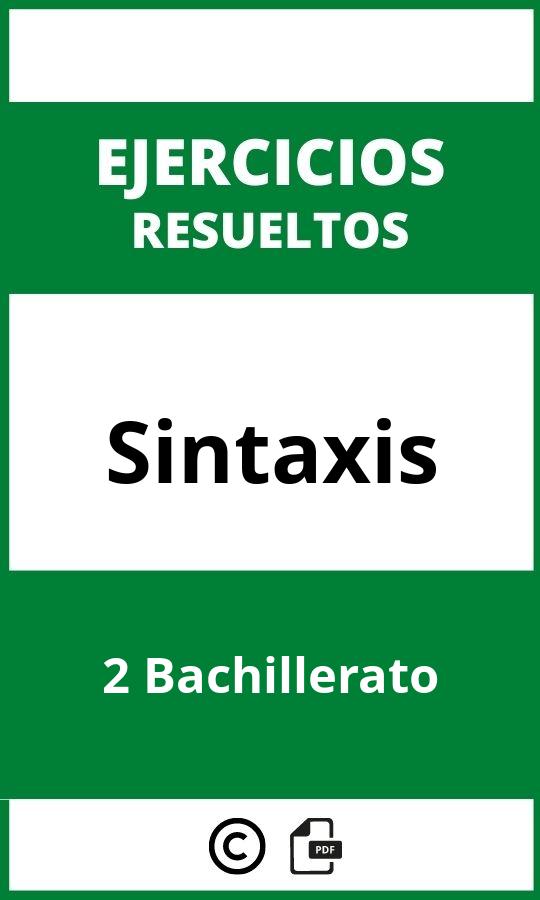 Ejercicios De Sintaxis 2 Bachillerato PDF