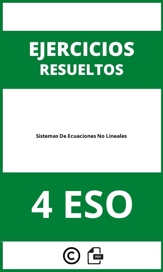 Ejercicios De Sistemas De Ecuaciones No Lineales 4 ESO PDF