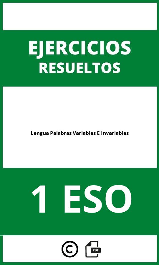 Ejercicios Lengua 1 ESO Palabras Variables E Invariables PDF