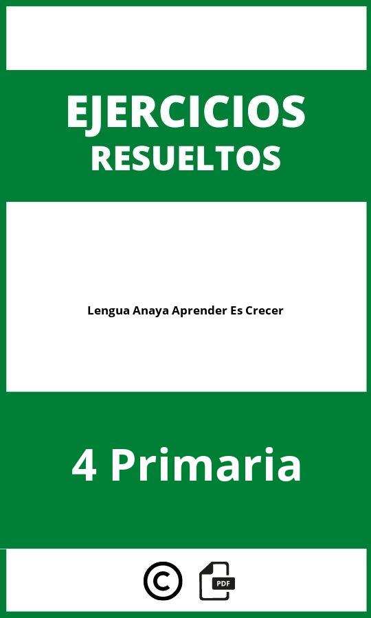 Ejercicios Lengua 4 Primaria Anaya Aprender Es Crecer PDF