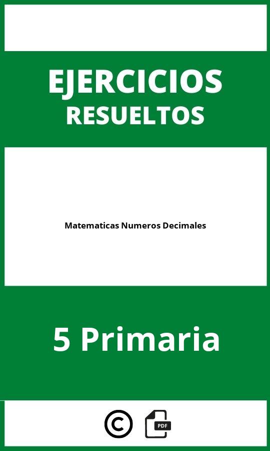 Ejercicios Matematicas Numeros Decimales 5 Primaria PDF