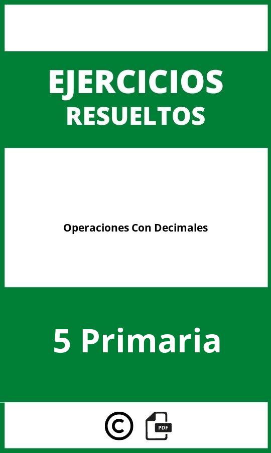 Ejercicios Operaciones Con Decimales 5 Primaria PDF