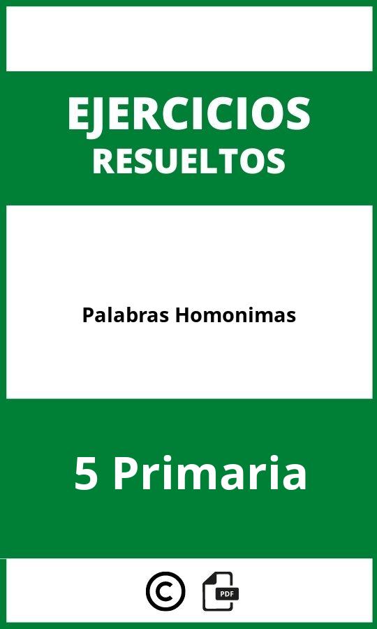 Ejercicios Palabras Homonimas 5 Primaria PDF