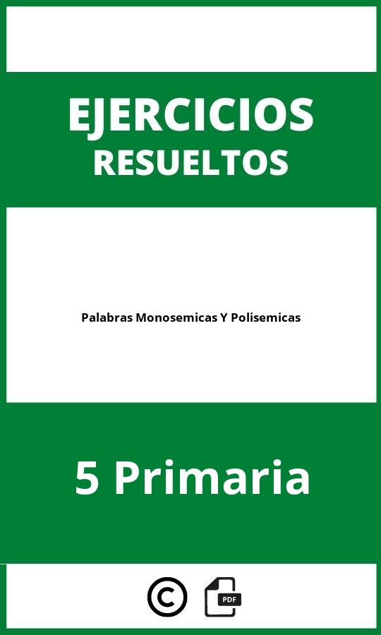 Ejercicios Palabras Monosemicas Y Polisemicas 5 Primaria PDF